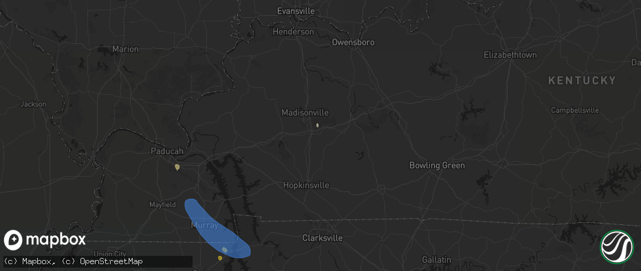 Hail map in White Plains, KY on July 2, 2026