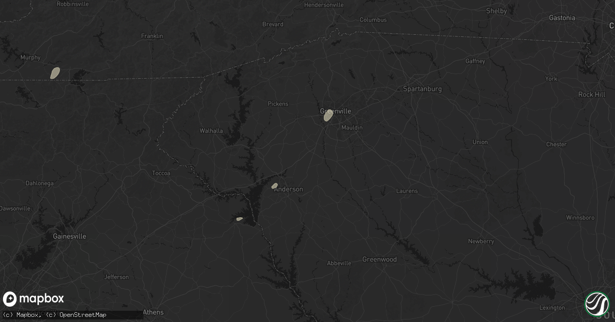 Hail map in Williamston, SC on July 2, 2026