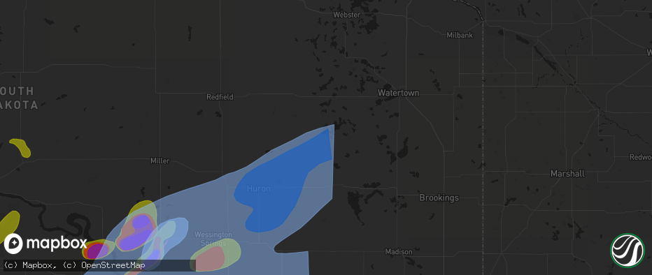 Hail map in Willow Lake, SD on July 2, 2026