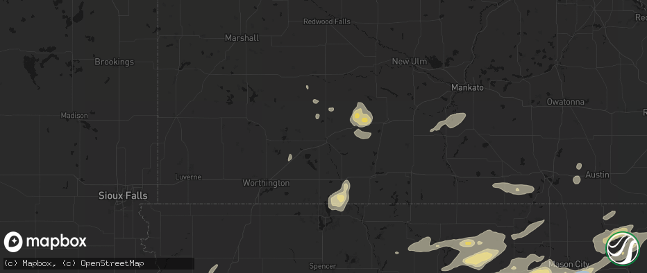 Hail map in Windom, MN on July 2, 2026