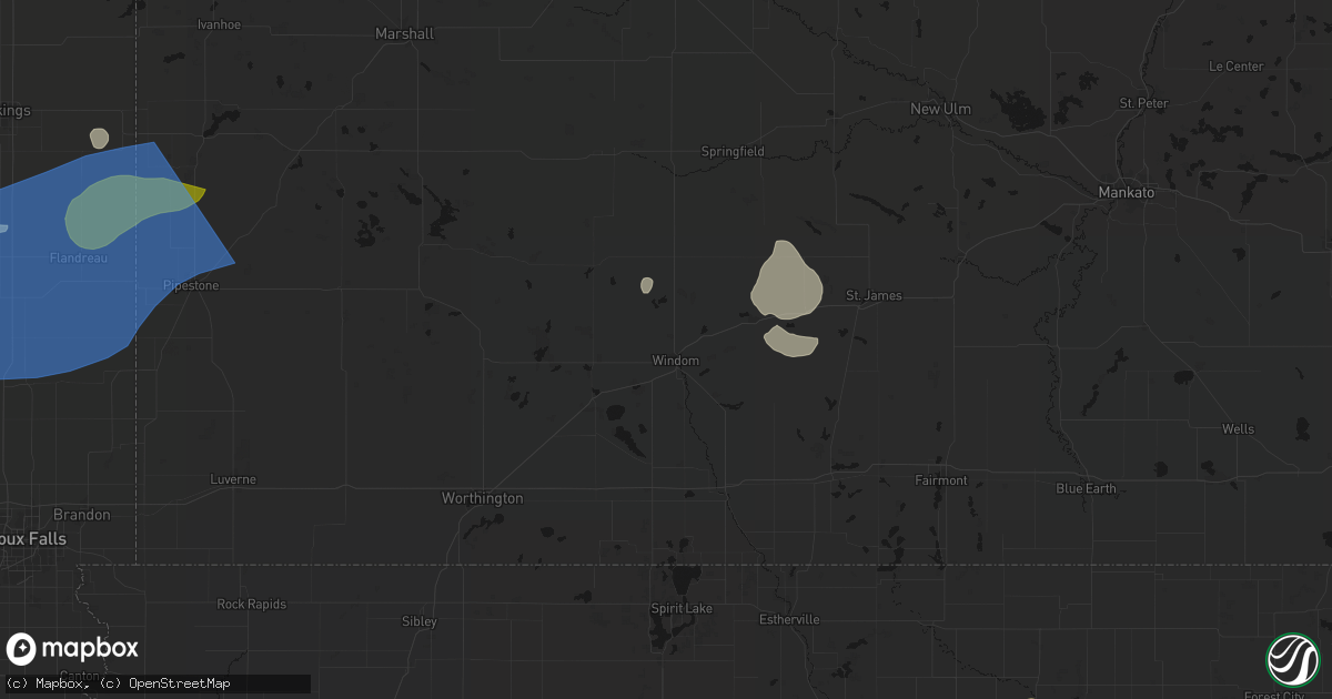 Hail map in Windom, MN on July 2, 2026
