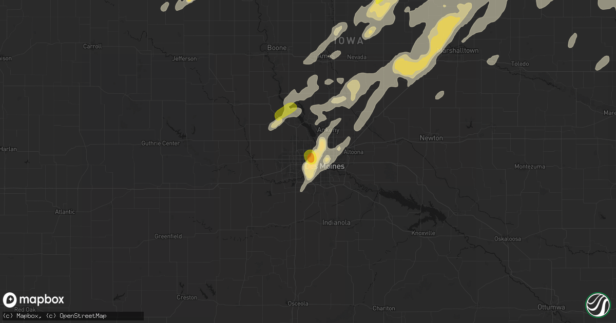Hail map in Windsor Heights, IA on July 2, 2026