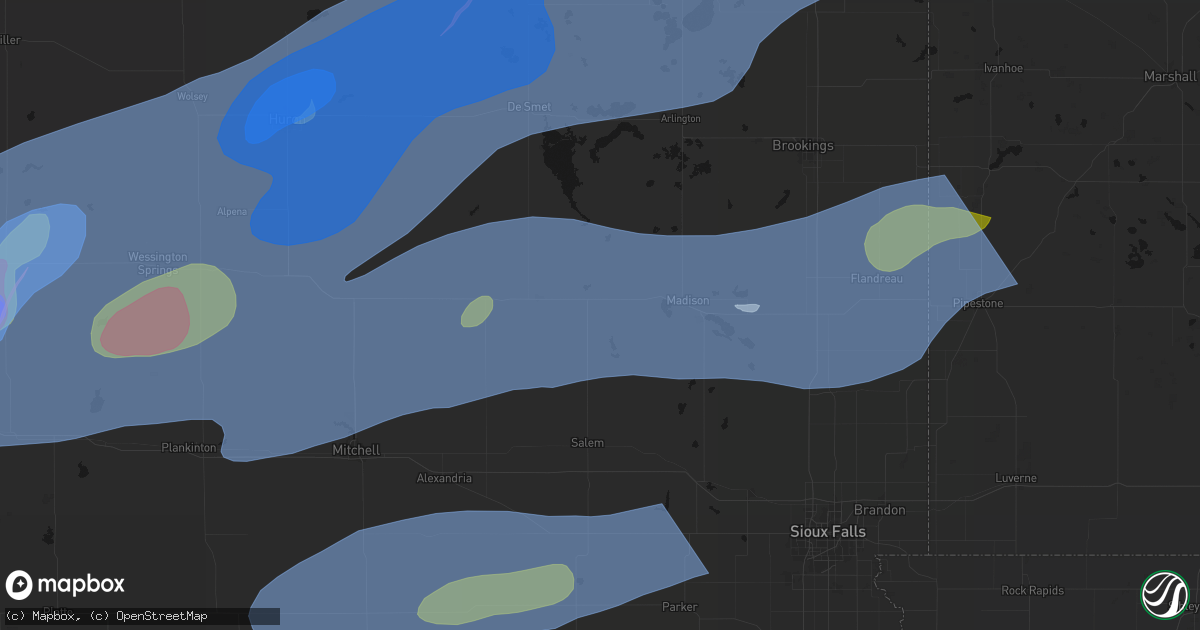 Hail map in Winfred, SD on July 2, 2026