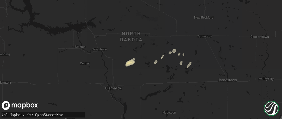 Hail map in Wing, ND on July 2, 2026