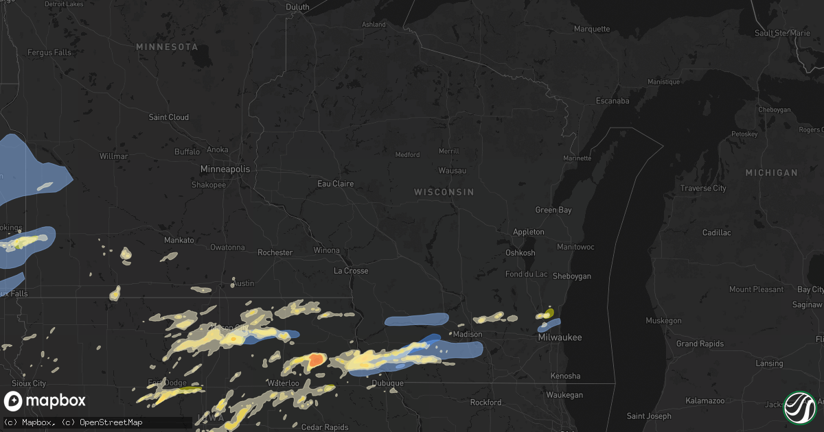Hail map in Wisconsin on July 2, 2026