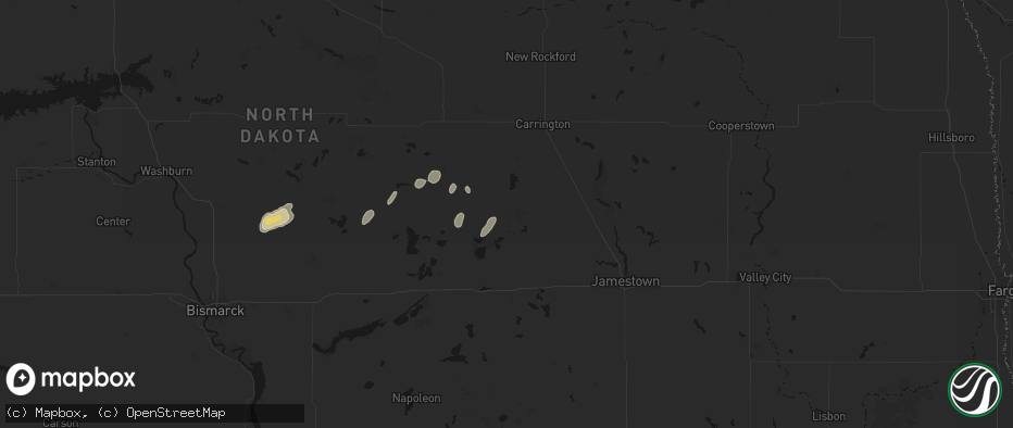 Hail map in Woodworth, ND on July 2, 2026