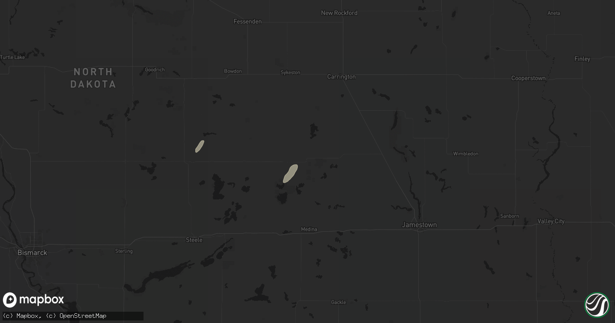 Hail map in Woodworth, ND on July 2, 2026