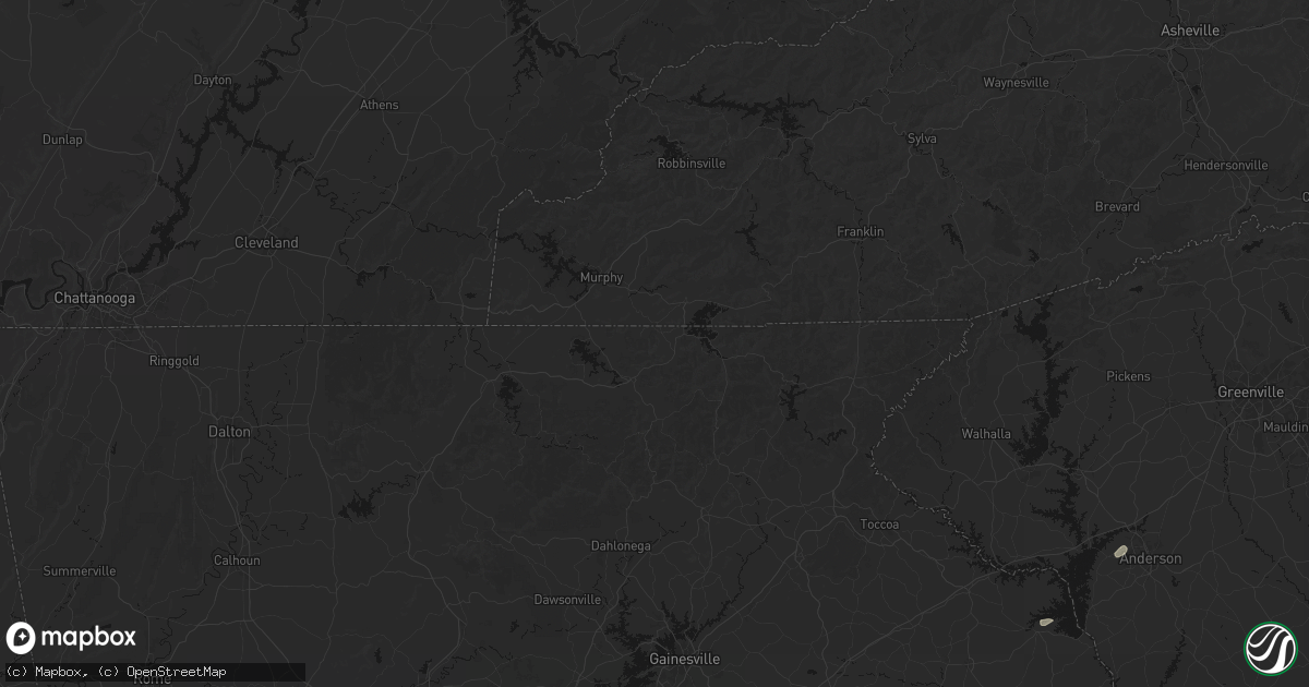 Hail map in Young Harris, GA on July 2, 2026
