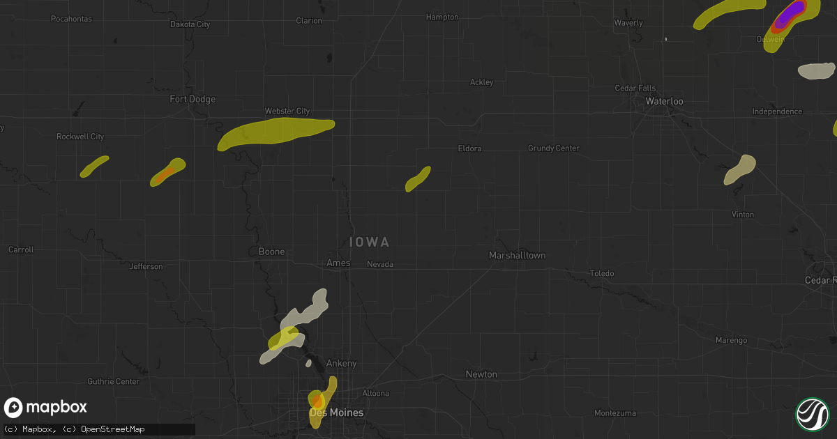 Hail map in Zearing, IA on July 2, 2026