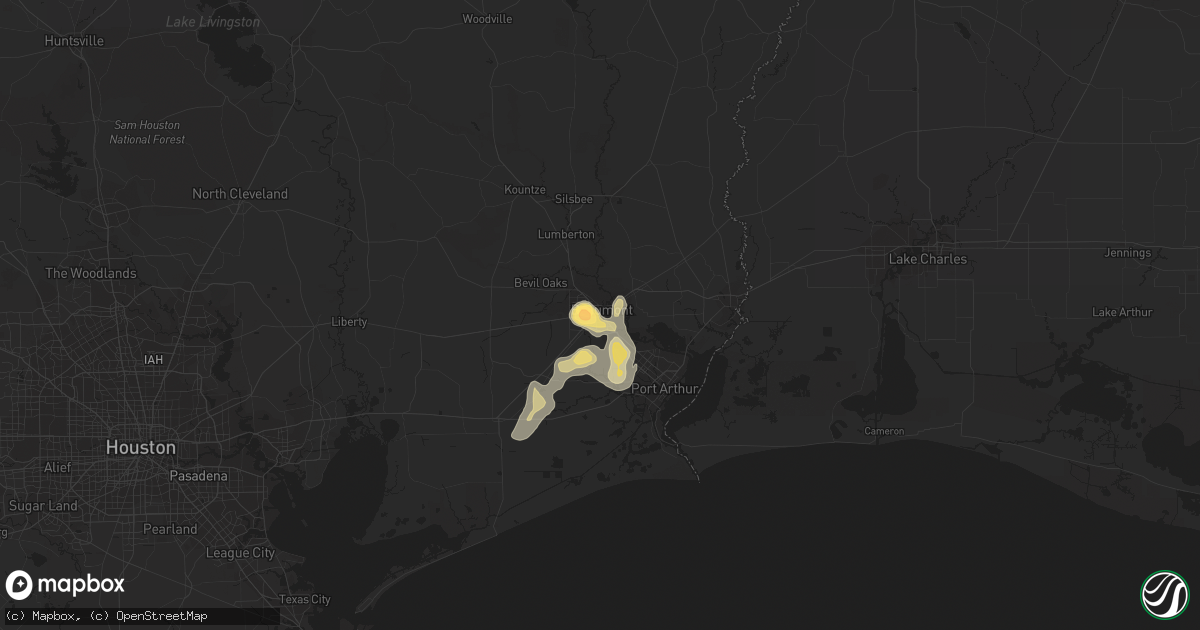 Hail map in Beaumont, TX on July 3, 2014