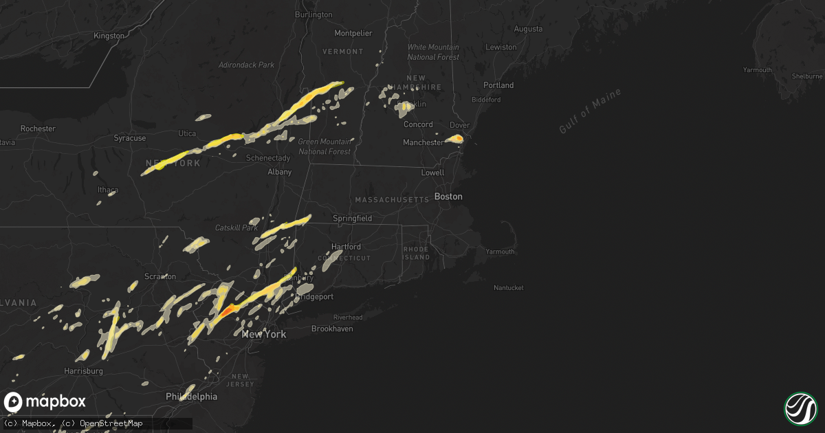 Hail map in Connecticut on July 3, 2014