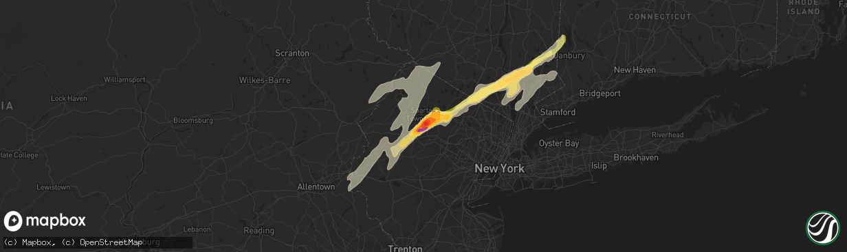 Hail map in Lake Hopatcong, NJ on July 3, 2014