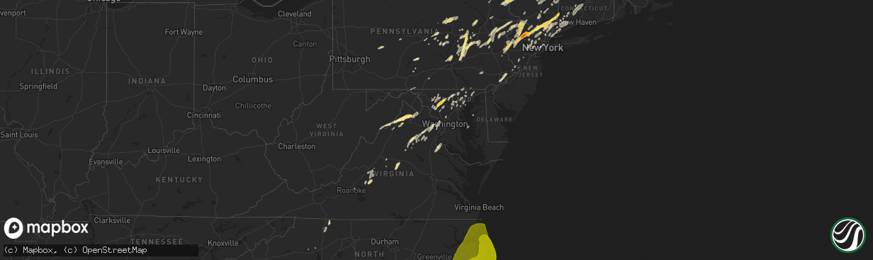 Hail map in Maryland on July 3, 2014