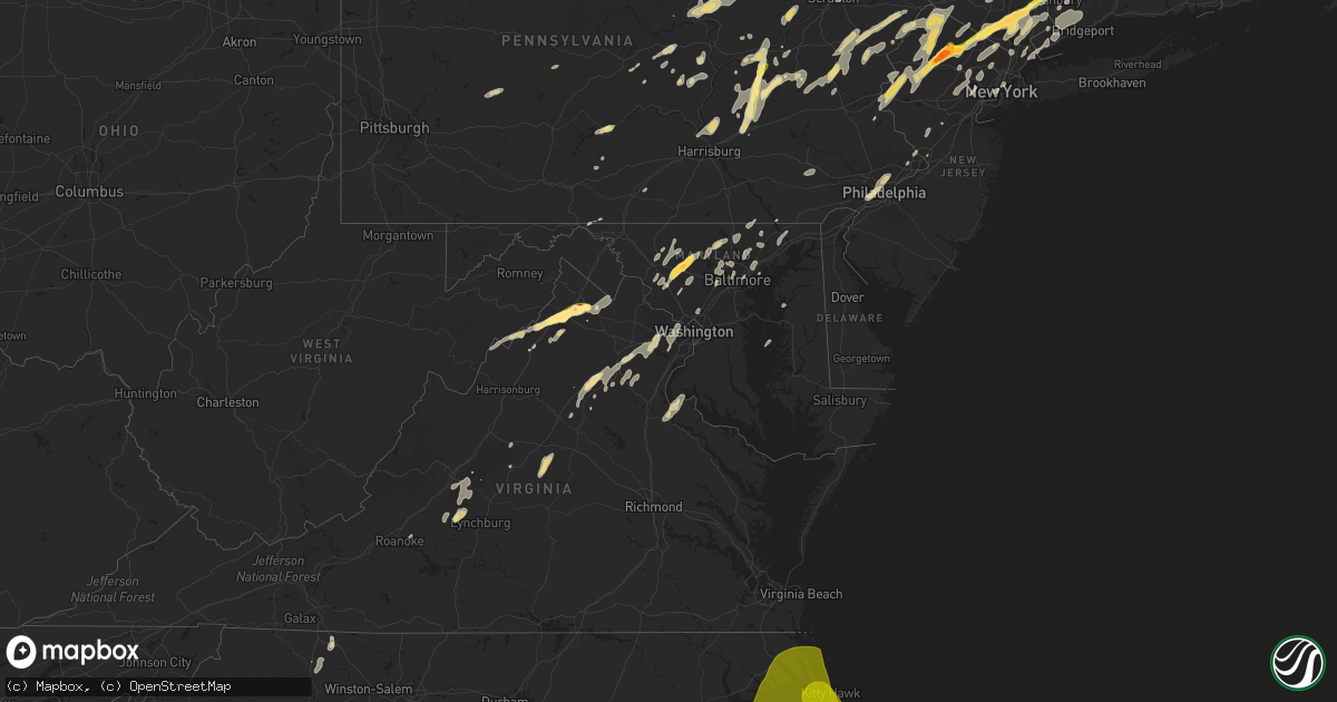 Hail map in Maryland on July 3, 2014