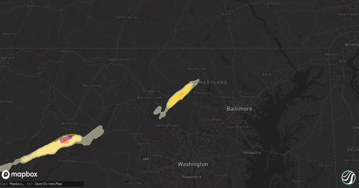 Hail map in Mount Airy, MD on July 3, 2014
