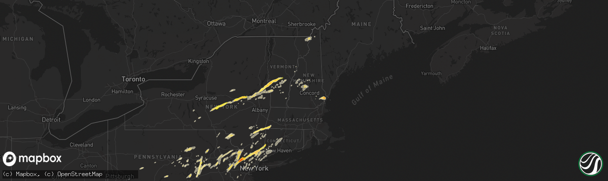 Hail map in New Hampshire on July 3, 2014