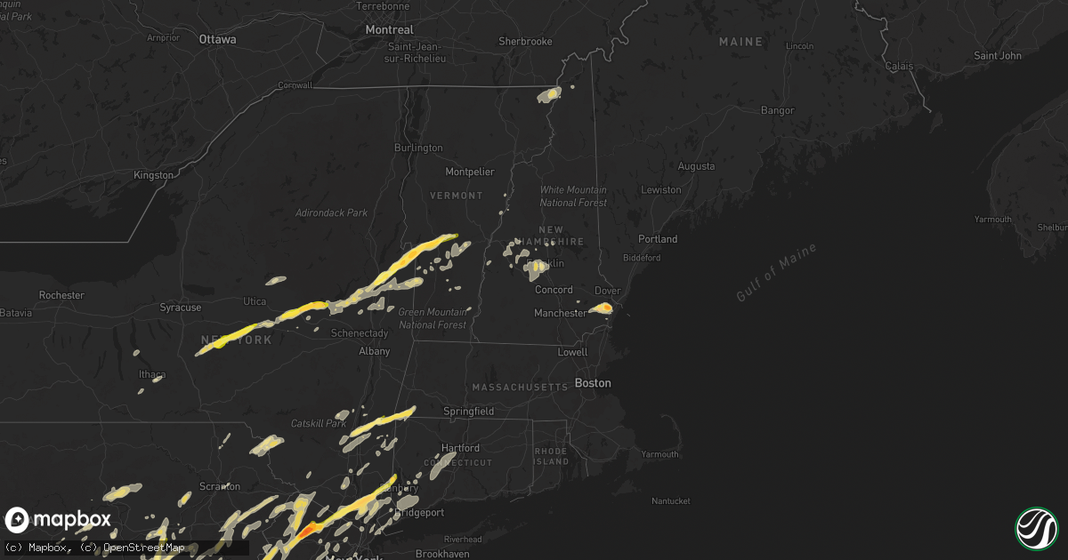 Hail map in New Hampshire on July 3, 2014