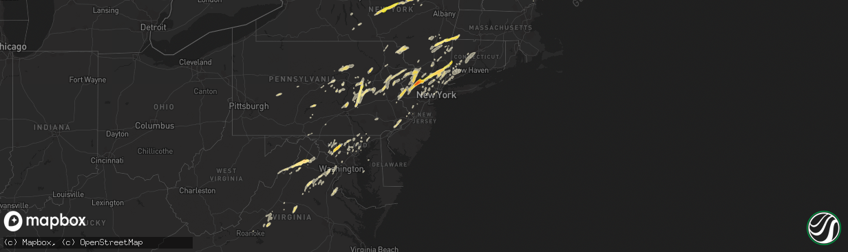 Hail map in New Jersey on July 3, 2014