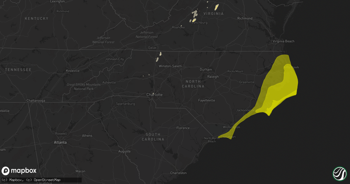 Hail map in North Carolina on July 3, 2014