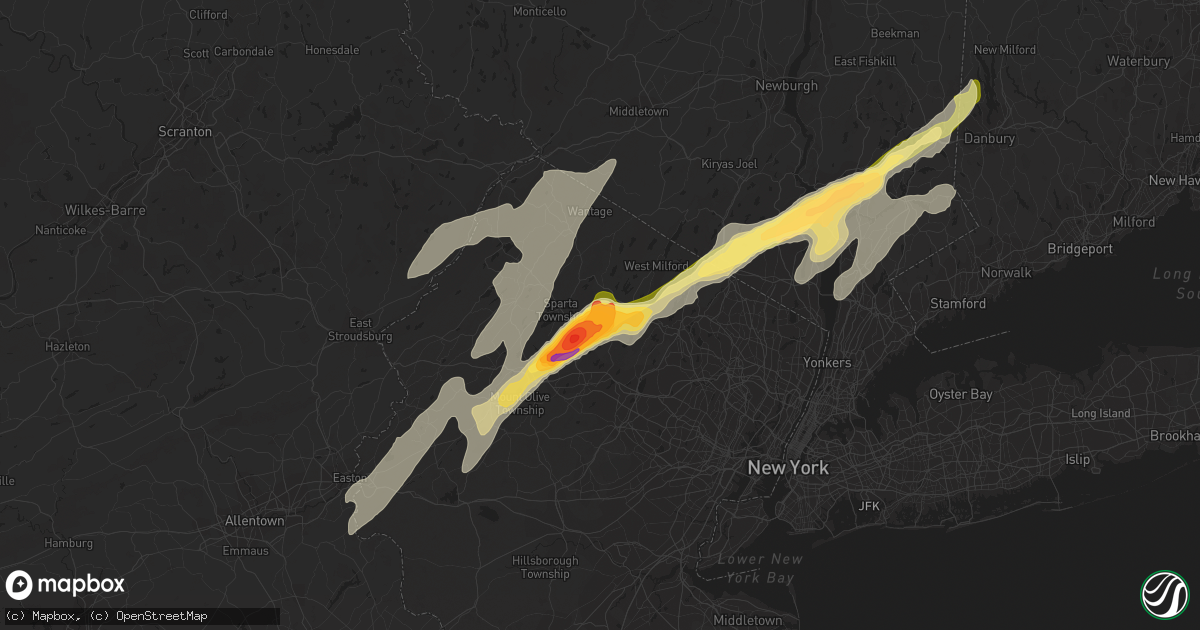Hail map in Oak Ridge, NJ on July 3, 2014