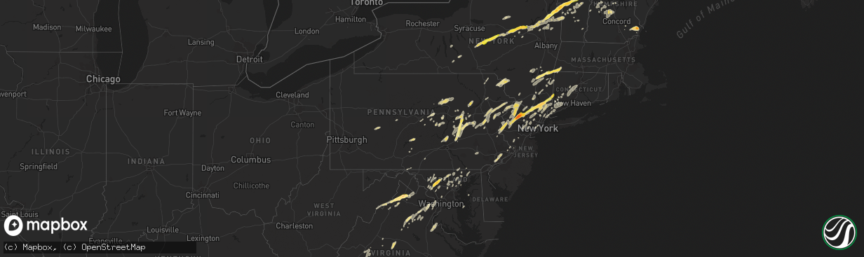 Hail map in Pennsylvania on July 3, 2014