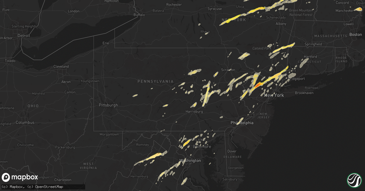Hail map in Pennsylvania on July 3, 2014