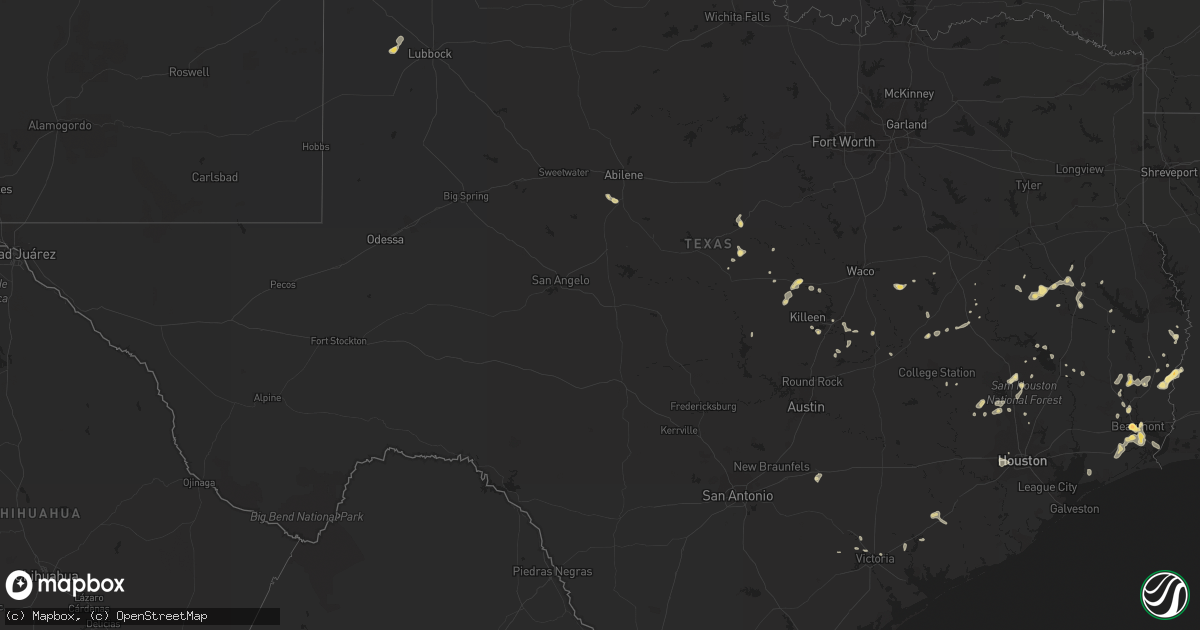 Hail map in Texas on July 3, 2014