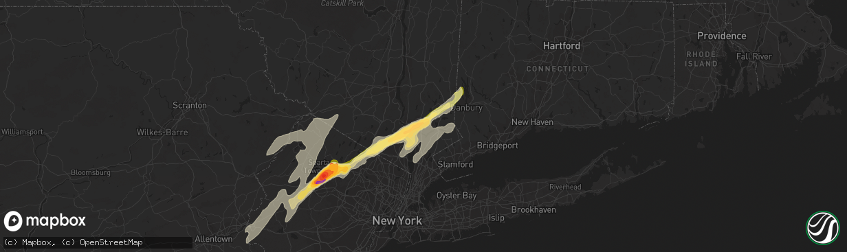 Hail map in Yorktown Heights, NY on July 3, 2014