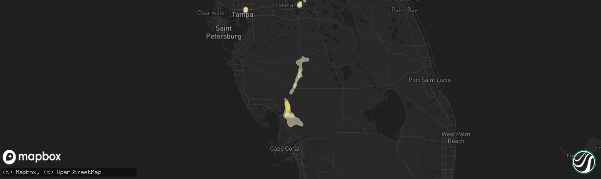 Hail map in Arcadia, FL on July 3, 2015