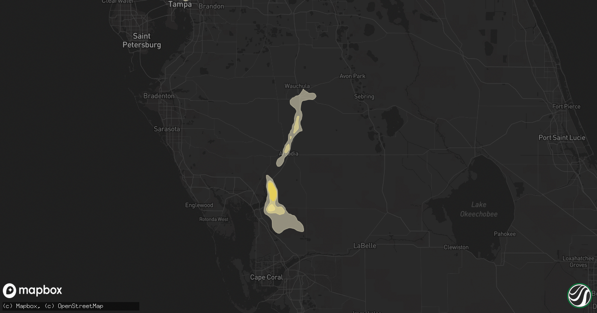 Hail map in Arcadia, FL on July 3, 2015