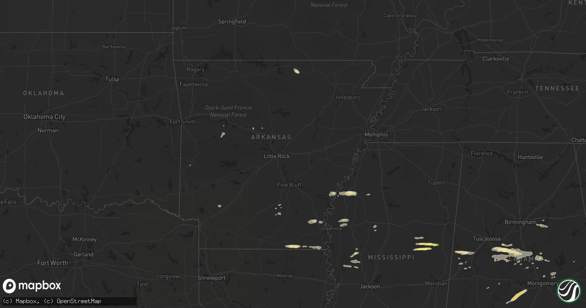 Hail map in Arkansas on July 3, 2015