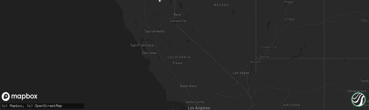 Hail map in California on July 3, 2015