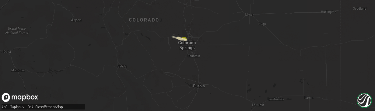 Hail map in Colorado Springs, CO on July 3, 2015