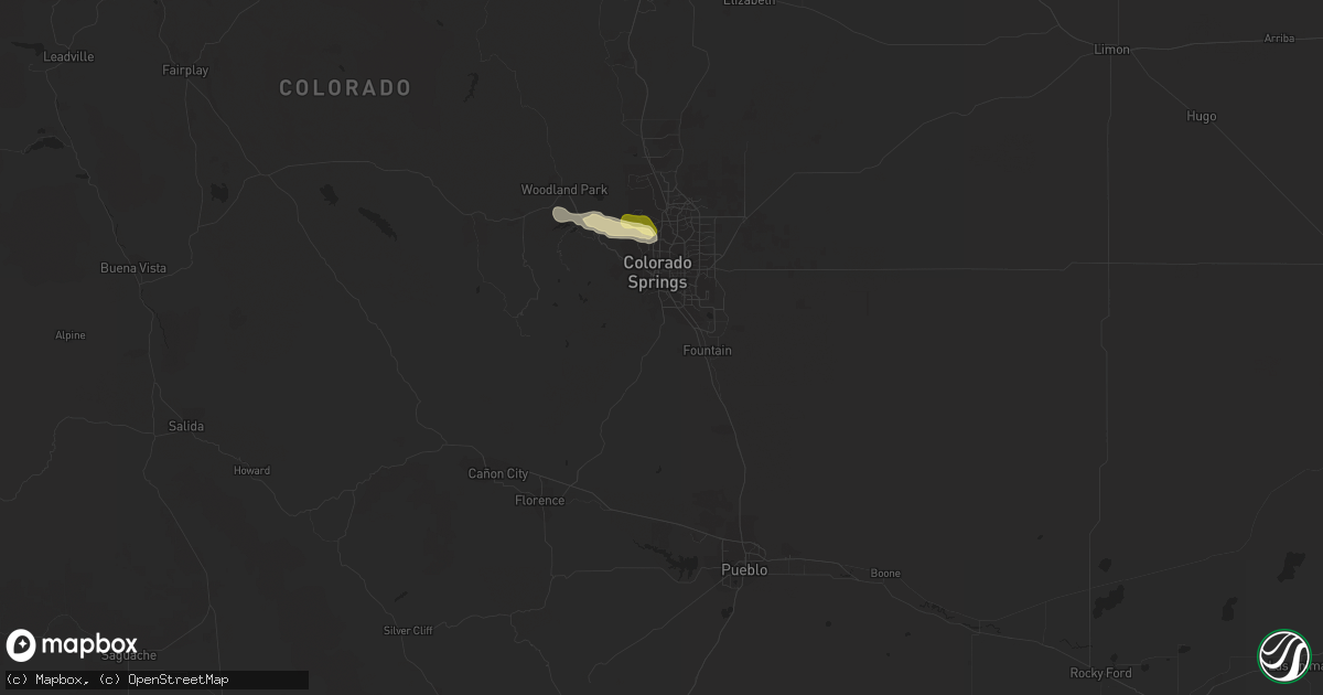 Hail map in Colorado Springs, CO on July 3, 2015
