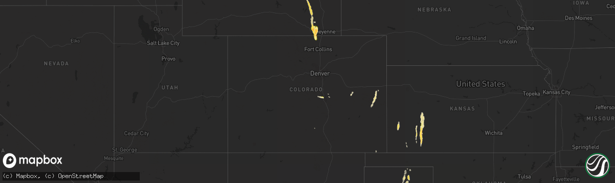 Hail map in Colorado on July 3, 2015