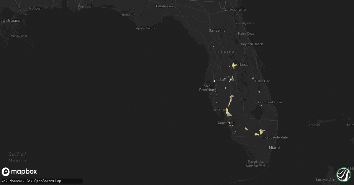 Hail map in Florida on July 3, 2015