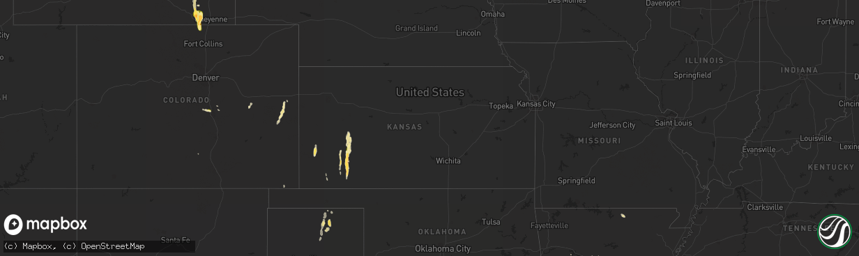 Hail map in Kansas on July 3, 2015