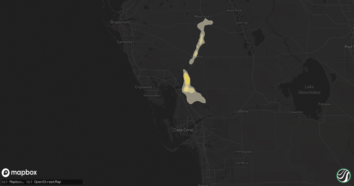 Hail map in Punta Gorda, FL on July 3, 2015