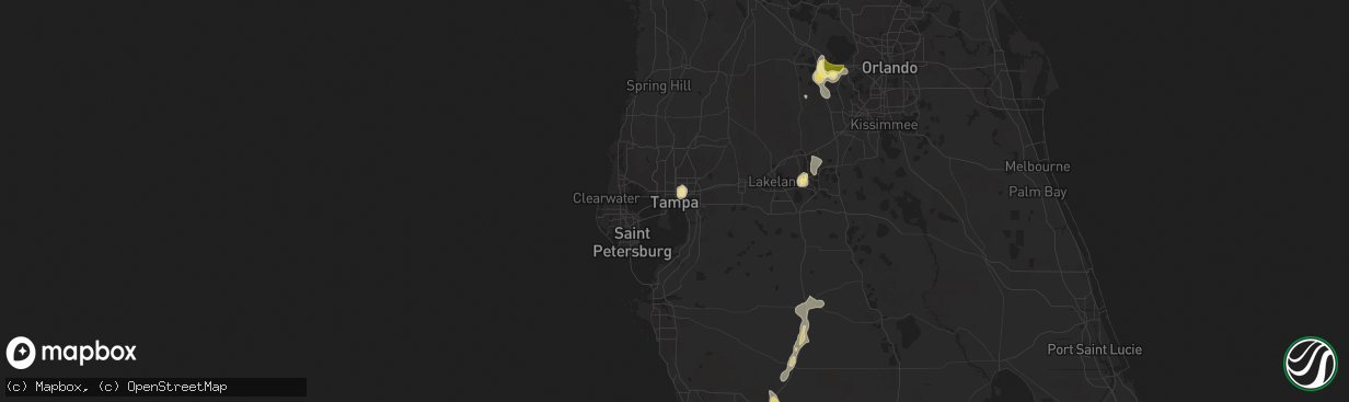 Hail map in Tampa, FL on July 3, 2015