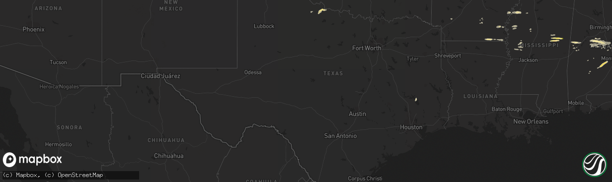 Hail map in Texas on July 3, 2015