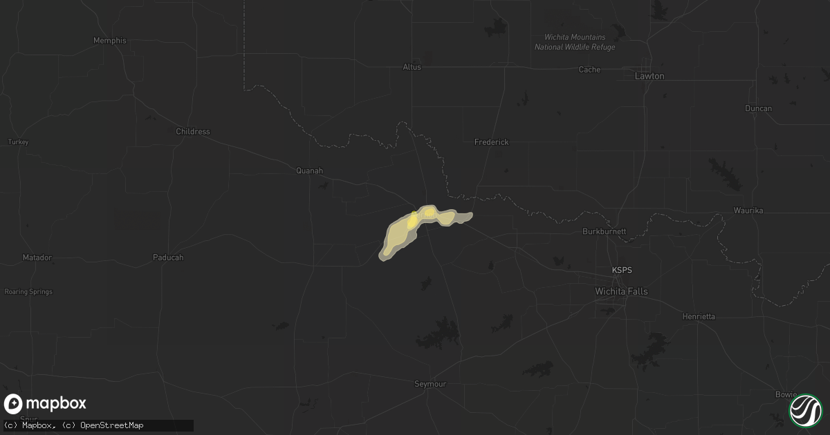 Hail map in Vernon, TX on July 3, 2015