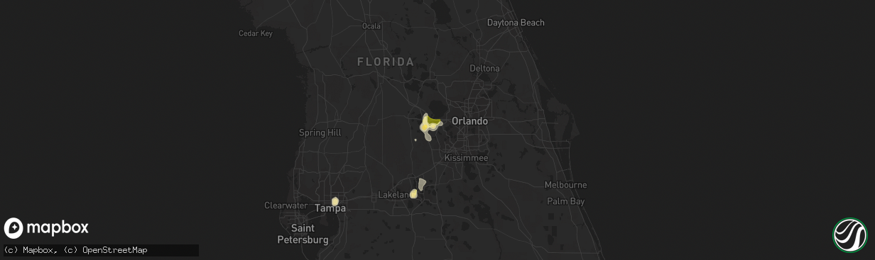 Hail map in Winter Garden, FL on July 3, 2015