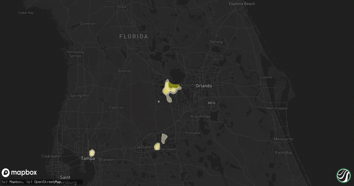 Hail map in Winter Garden, FL on July 3, 2015