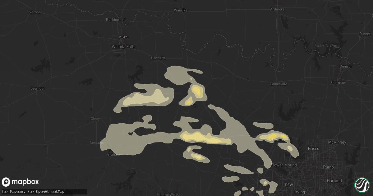 Hail map in Bowie, TX on July 3, 2016