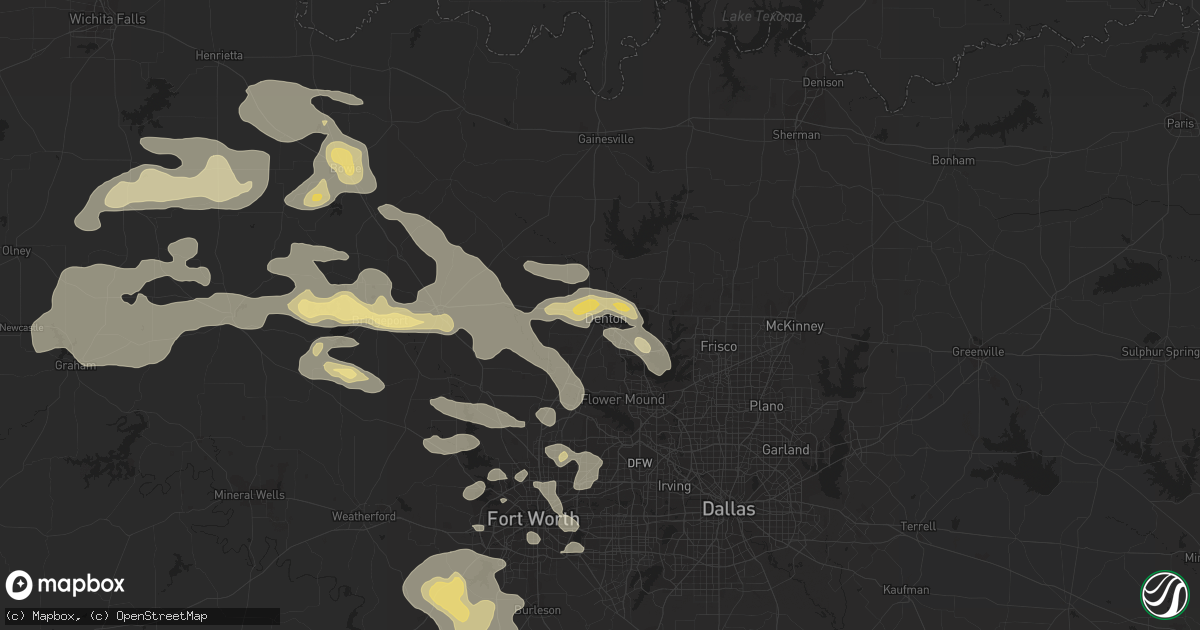 Hail map in Denton, TX on July 3, 2016