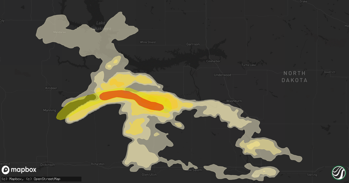 Hail map in Hazen, ND on July 3, 2016