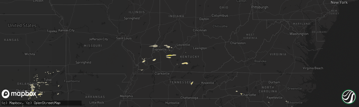 Hail map in Kentucky on July 3, 2016