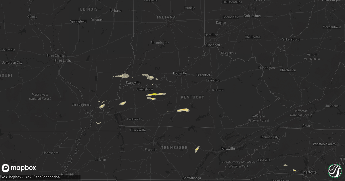 Hail map in Kentucky on July 3, 2016
