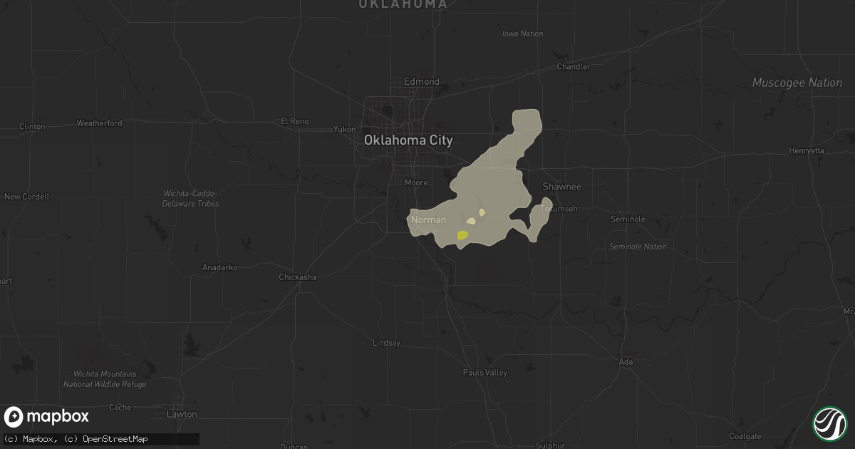 Hail map in Norman, OK on July 3, 2016