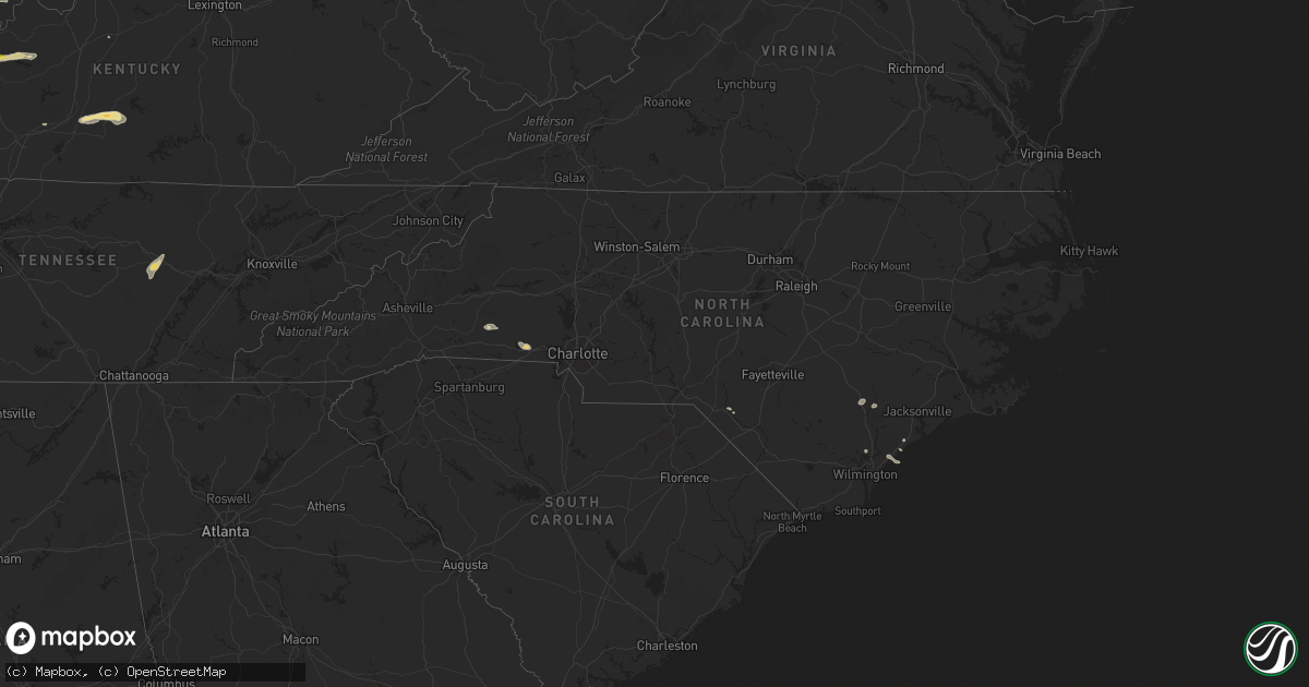 Hail map in North Carolina on July 3, 2016